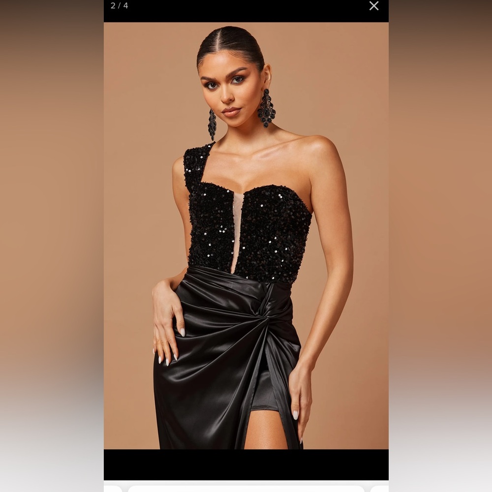 Satin sequin maxi gown NWT